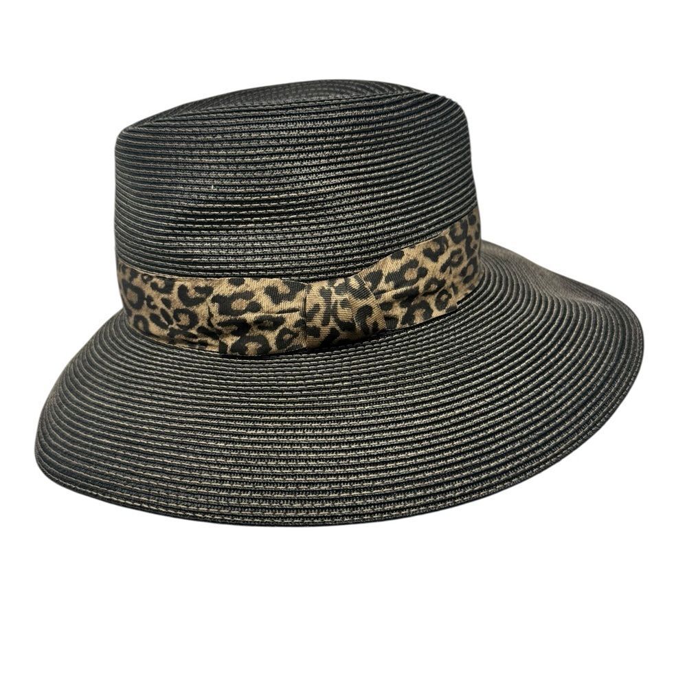 Eric Javits SquisheeStraw Fedora Hat – Leopard Print Band – Packable – UPF 50+ - Picture 2 of 9